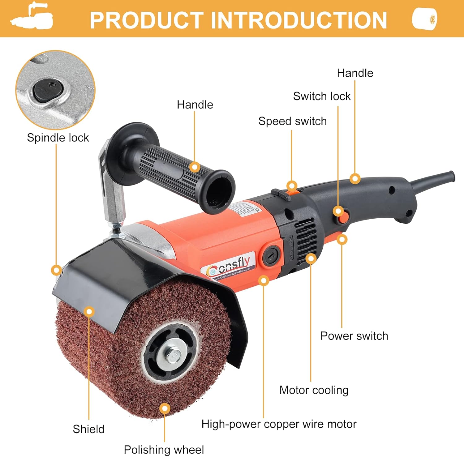 Burnishing Polishing Machine, 1400W Electric Wire Drawing Machine 110V Wheel Polisher Sander for Metal Stainless Steel Plastic Wood Polishing, with 2 Wheels