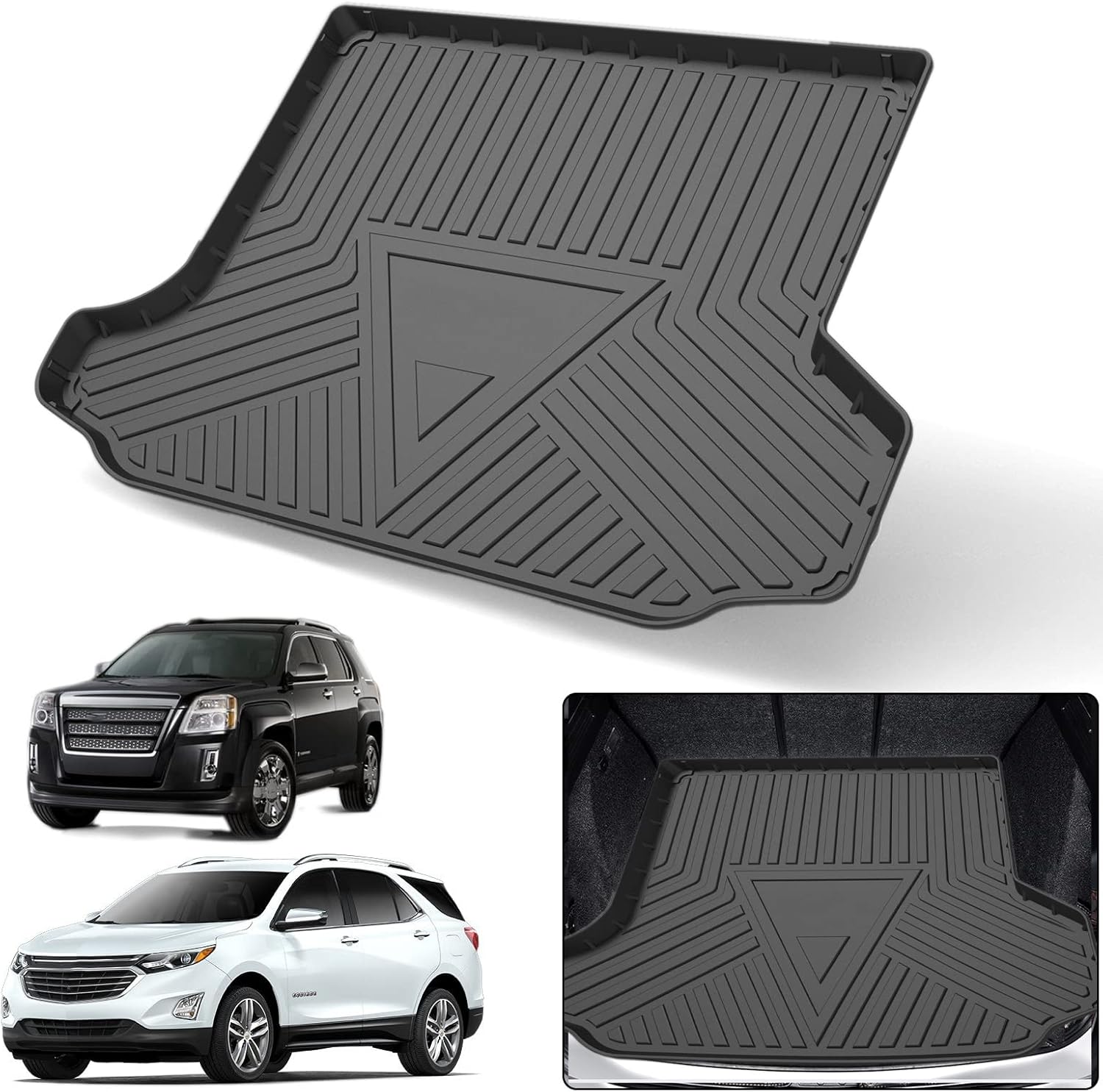 Elsetyler Cargo Liner for Chevrolet Equinox/GMC Terrain 2018 2019 2020 2021 2022 - Black TPO All Weather Heavy Duty Waterproof Rear Cargo Tray Trunk Floor Mat Protector Compatible