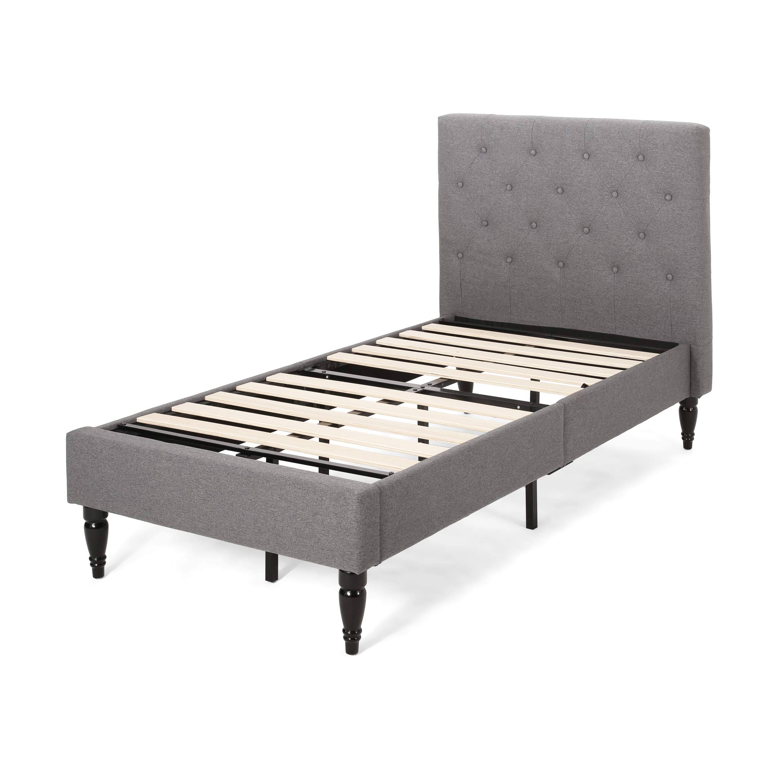 Christopher Knight Home Lydia Twin Bed Platform, Charcoal Gray, Black