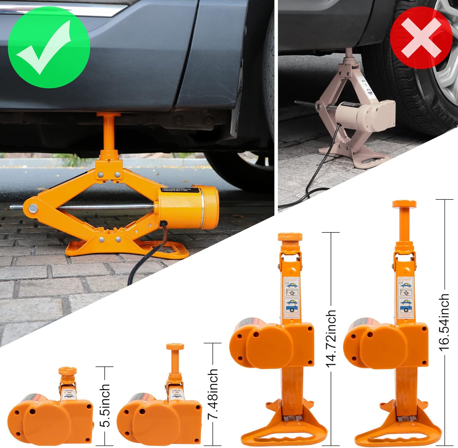 BEETRO 3 Ton Electric Car Jack 12V Scissor Jack Lift with Electric Wrench, Electric Jack for Car Sedan SUV Tire Changing