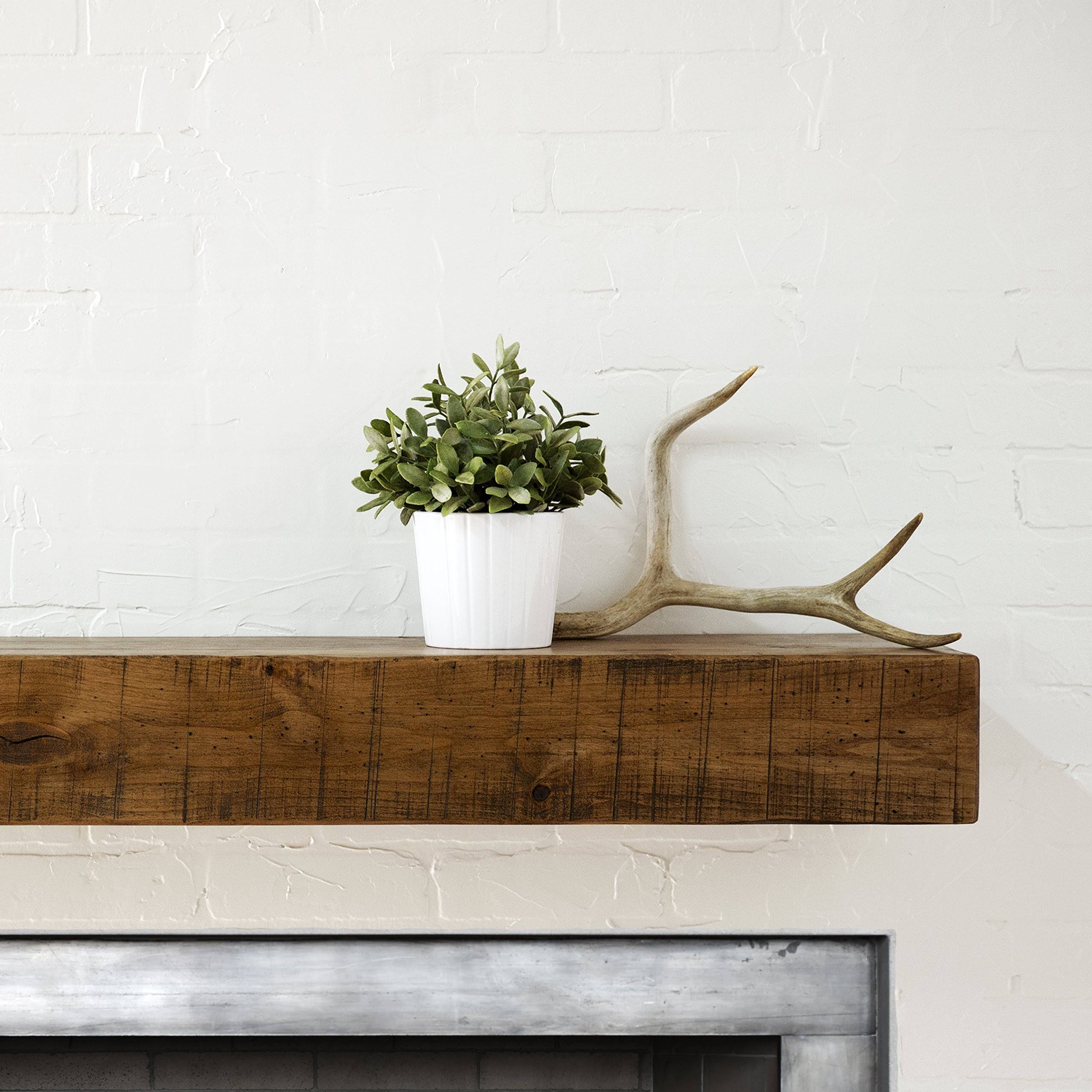 Rustic Fireplace Mantel Shelf Dogberry Collections Finish: Aged Oak Stain, Shelf Length: 72x22 Length