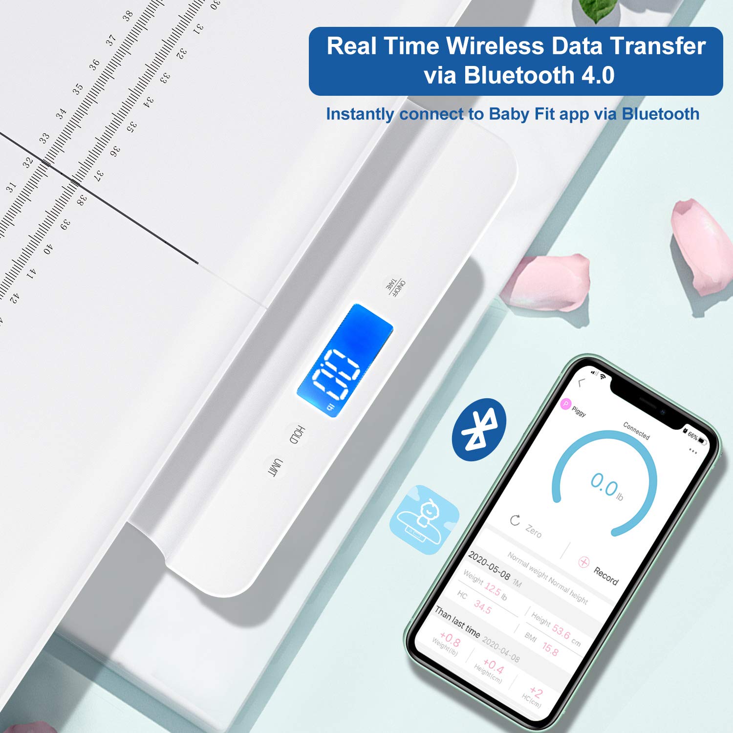 Unicherry Bluetooth Baby Scale, Toddler Scale, Multifunction Pet and Infant Scale in Lbs and Ounces, Baby Weight Scale with Baby Fit App, Accurate Pediatric Scale for Newborn Baby, Pets, Cat, Dog Pack of 2