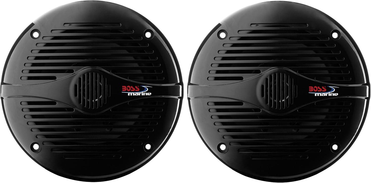 BOSS Audio Systems MR60B 6.5 Inch Marine Speakers - Weatherproof, 200 Watts of Power Per Pair, 100 Watts Each, Full Range, 2 Way, Sold in Pairs Pack of 2