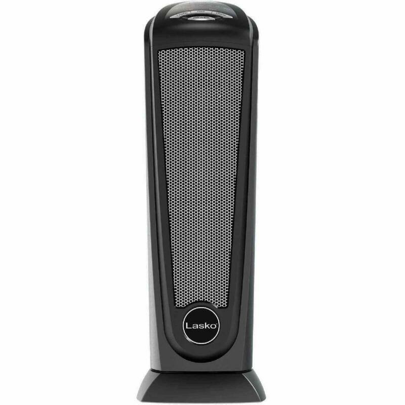 Lasko 1500W Ceramic Tower Space Heater with Remote, CT22410, Black