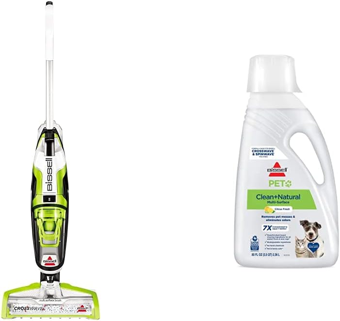 BISSELL Crosswave All in One Wet Dry Vacuum Cleaner and Mop for Hard Floors and Area Rugs, 1785A, Green with BISSELL PET Natural Cleaning Formula