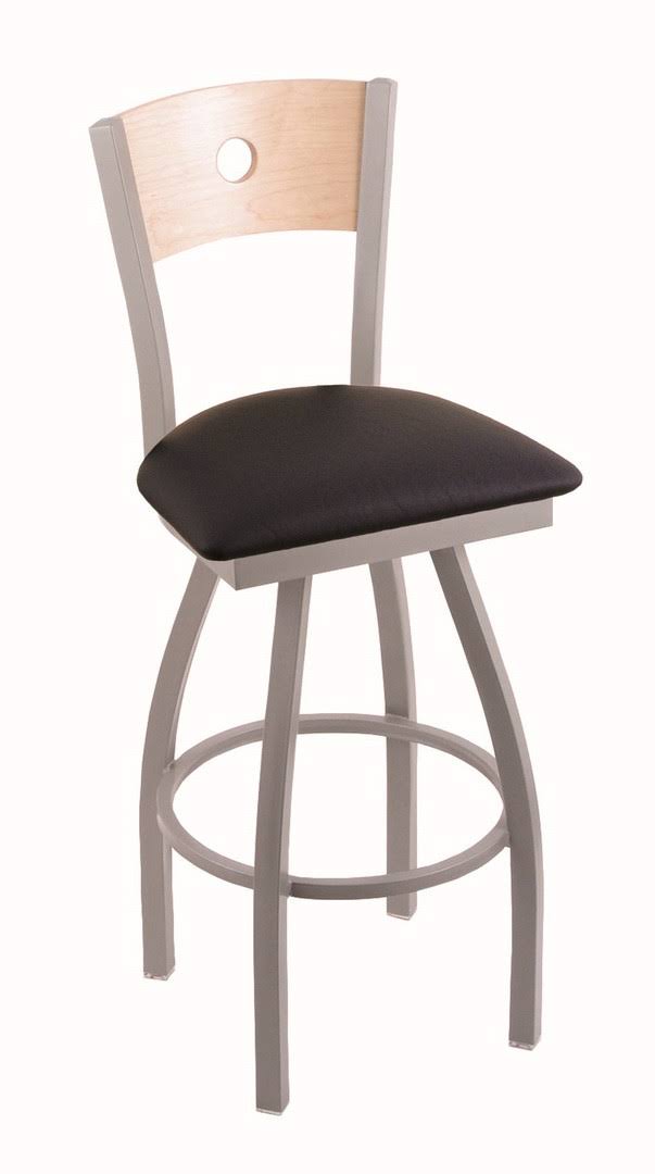 Holland Bar Stool Co. 830 Voltaire 36x22 Bar Stool with Anodized Nickel Finish, Natural Maple Back and Swivel SEAT, Allante Medi