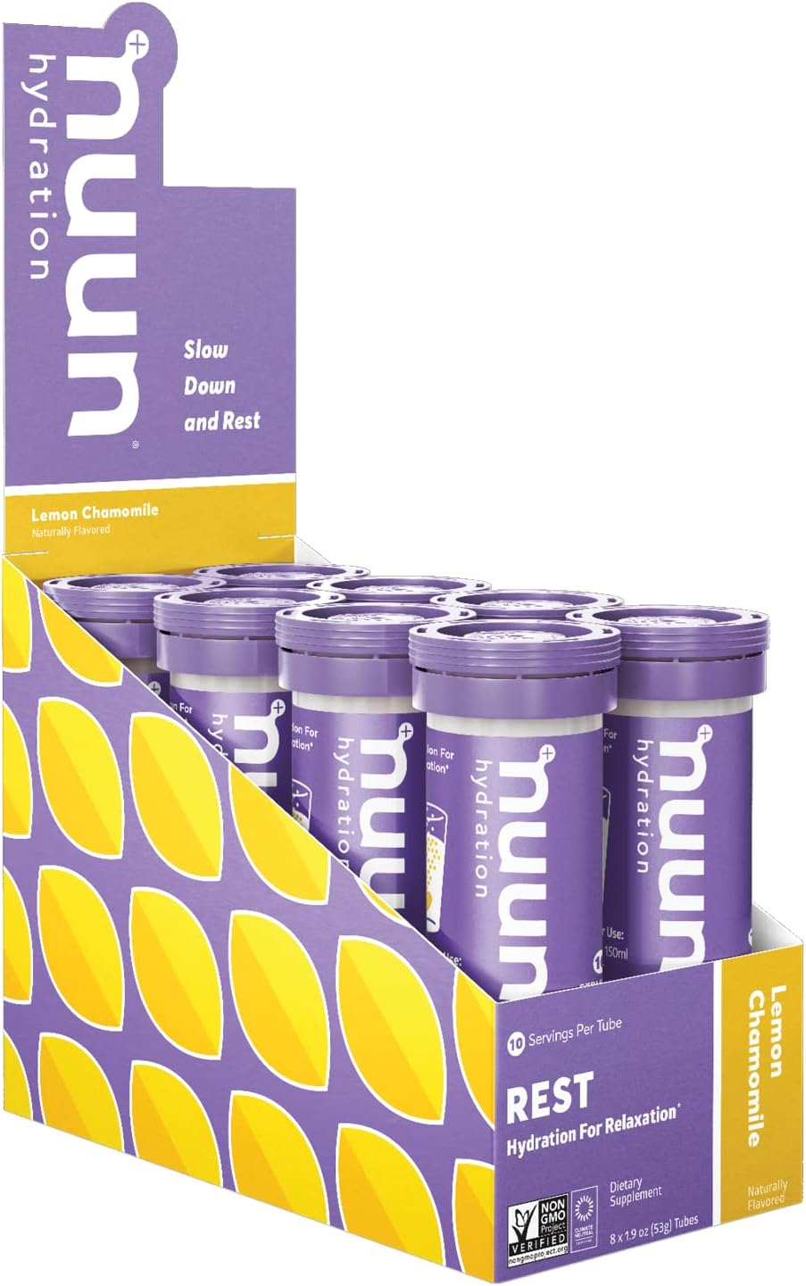 Nuun Rest: Rest and Recovery Drink Tablets, Magnesium Citrate, Tart Cherry, Electrolytes - Lemon Chamomile, 10 Count (Pack of 8) Pack of 2
