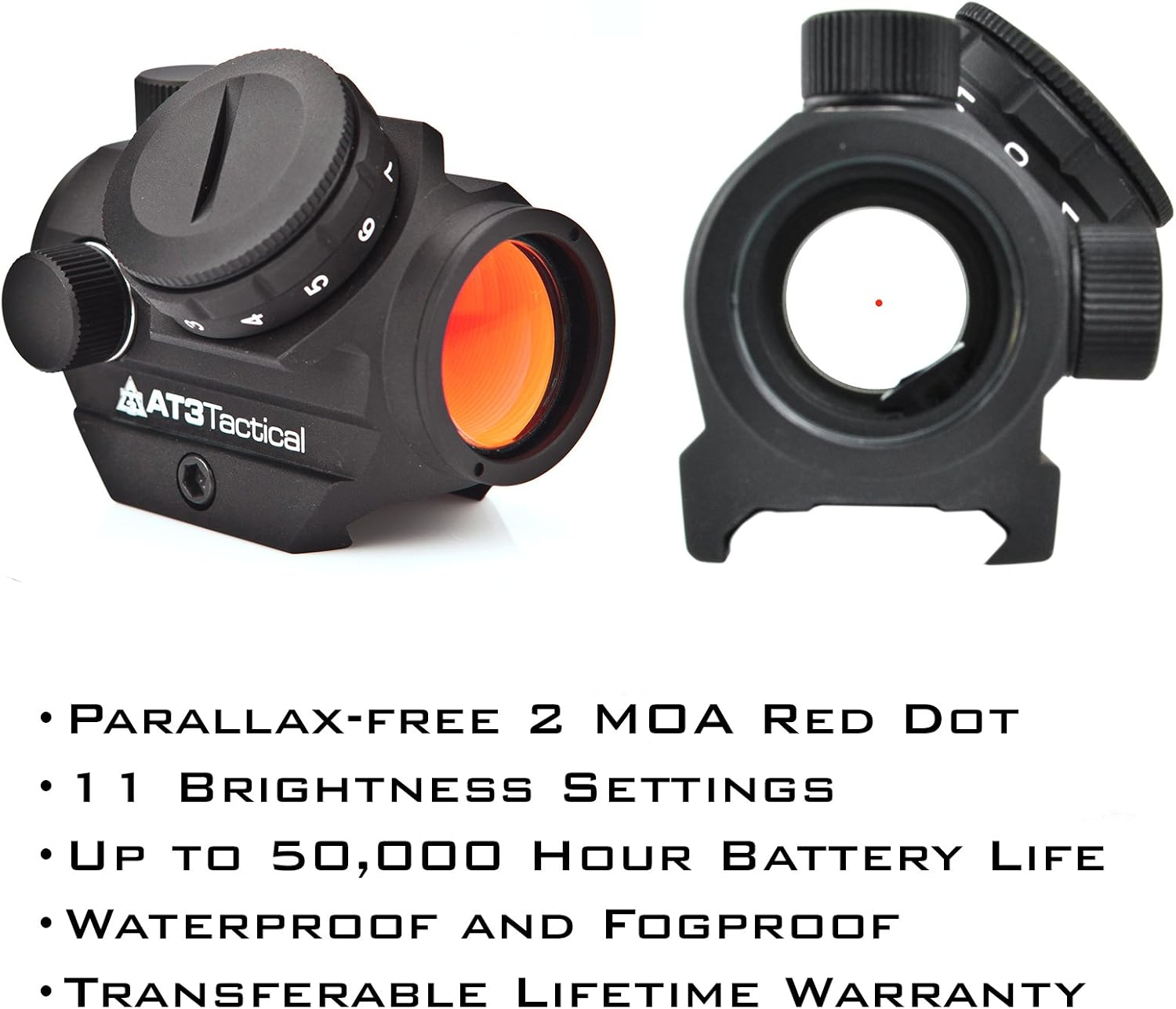 AT3 Tactical RD-50 Micro Reflex Red Dot Sight - 2 MOA Compact Red Dot Scope Pack of 2