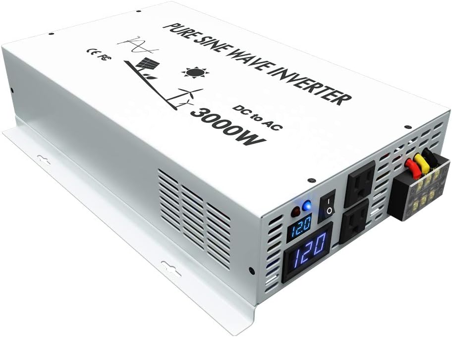 WZRELB DC to AC Converter Off Grid Pure Sine Wave Power Inverter Generator (3000w 12v 120v)