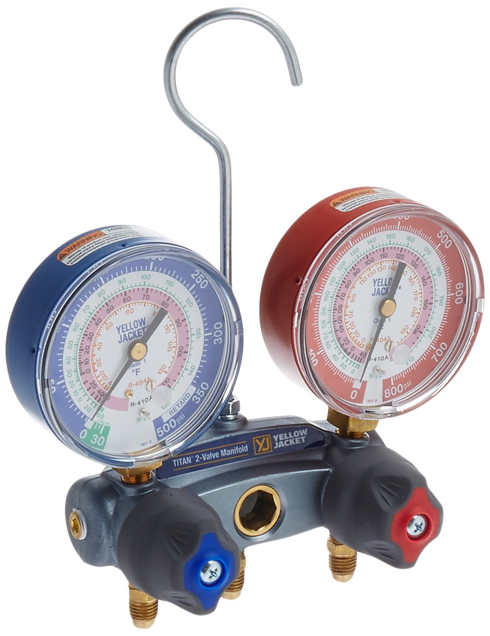 Yellow Jacket 49281 Manifold with Red/Blue Gauges, psi, R-22/404A/410A