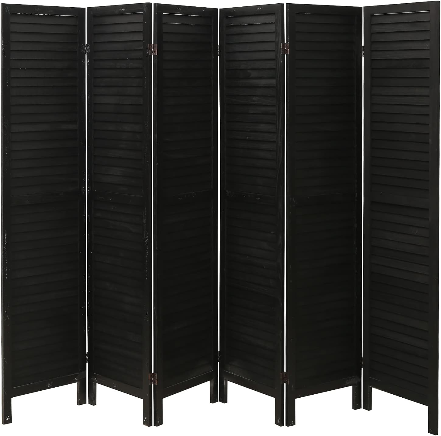 ECOMEX Home Room Divider Privacy Screens Partition 5.6 FT Tall Room Dividers Separator Rustic Folding Freestanding Louver Wood Screen 6 Panel (White)