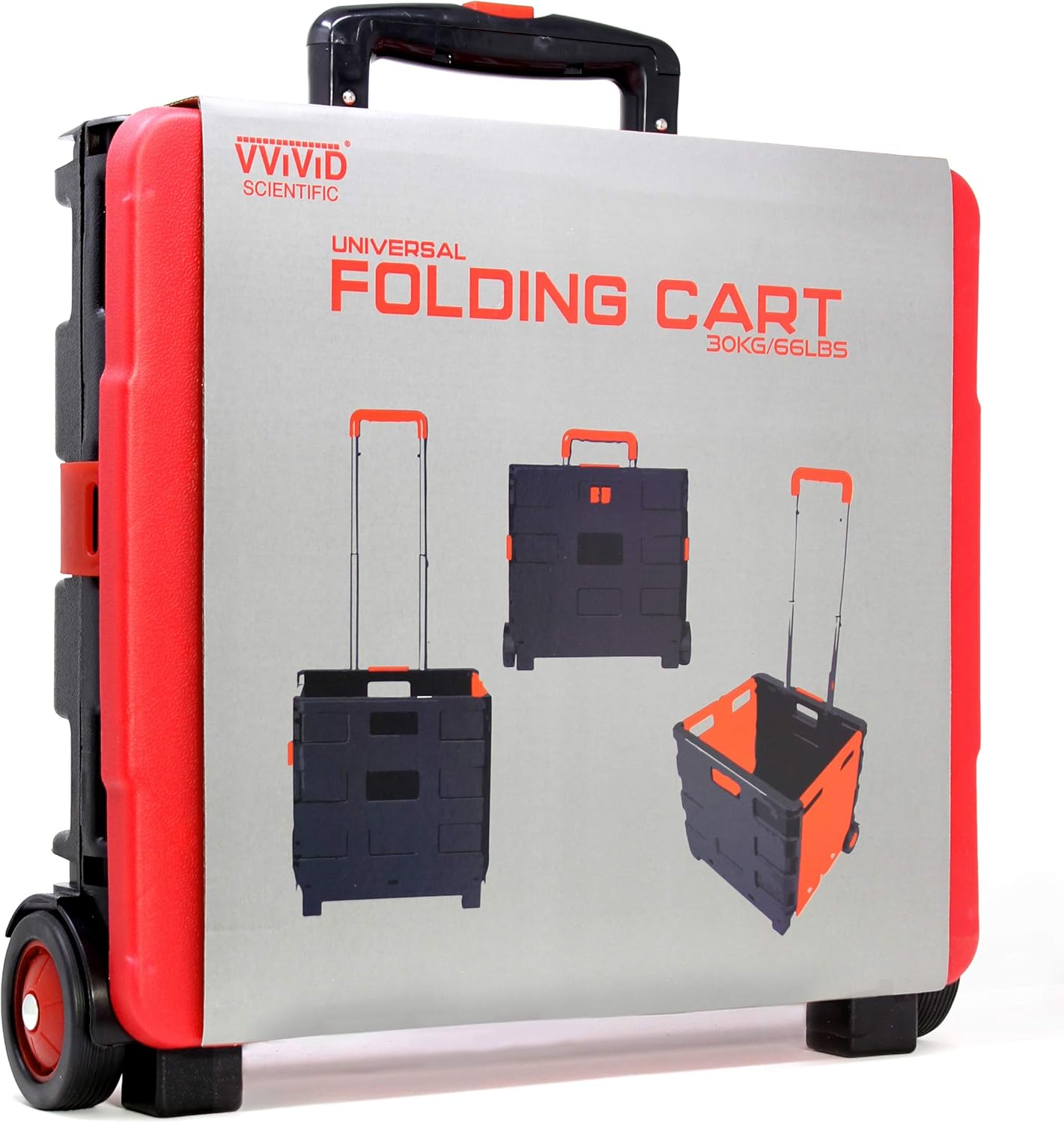 VViViD Small Collapsible & Portable Durable Plastic Rolling Universal Hand Truck w/ Telescoping Handle Pack of 2