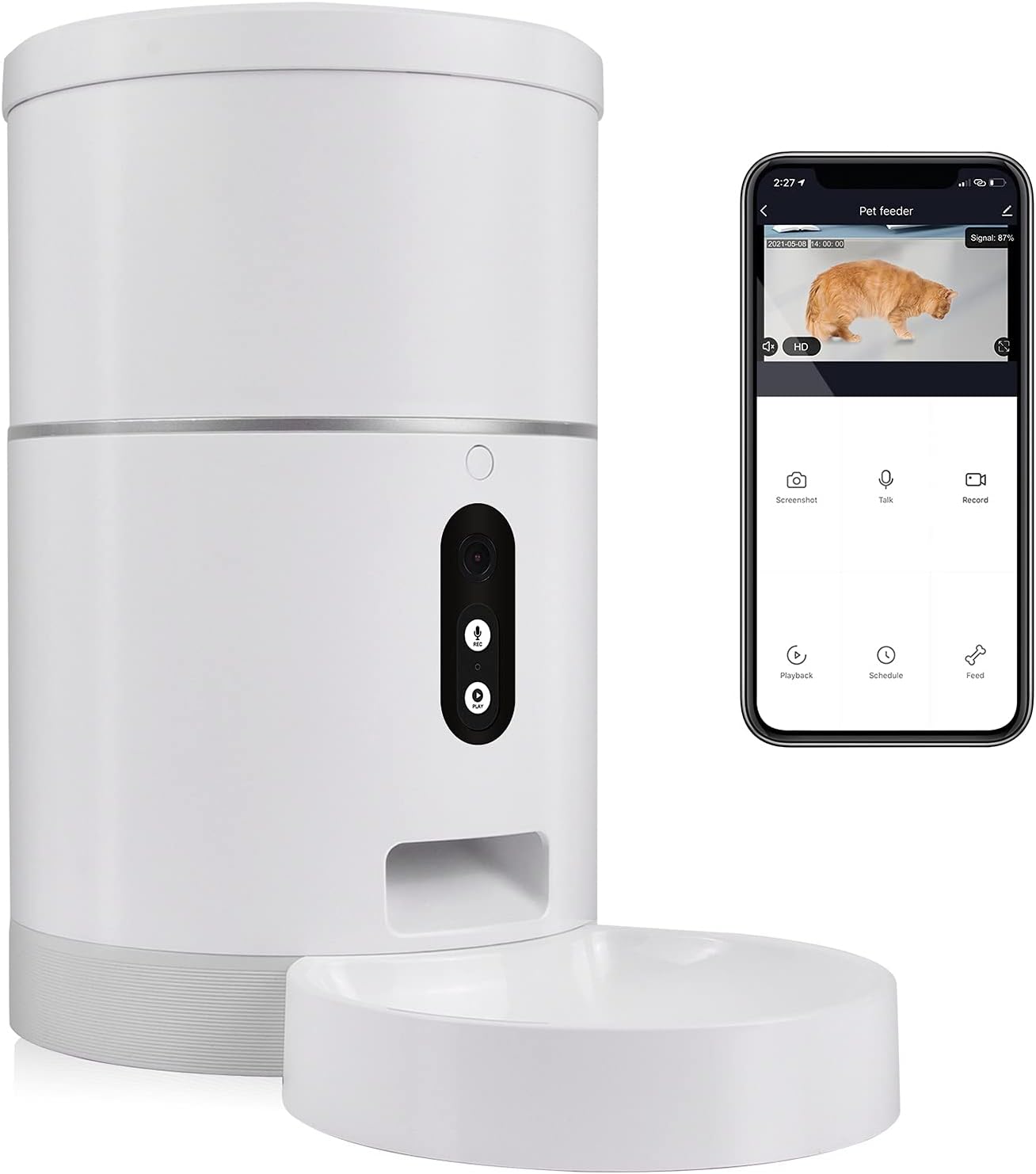 Sedioso 4L Automatic Cat Feeder,Wi-Fi Enabled Smart Pet Feeder for Cat and Dog,Real-Time Voice Interaction, HD Camera for Voice and Video Recording, Timing and Quantitative Feeding Settings