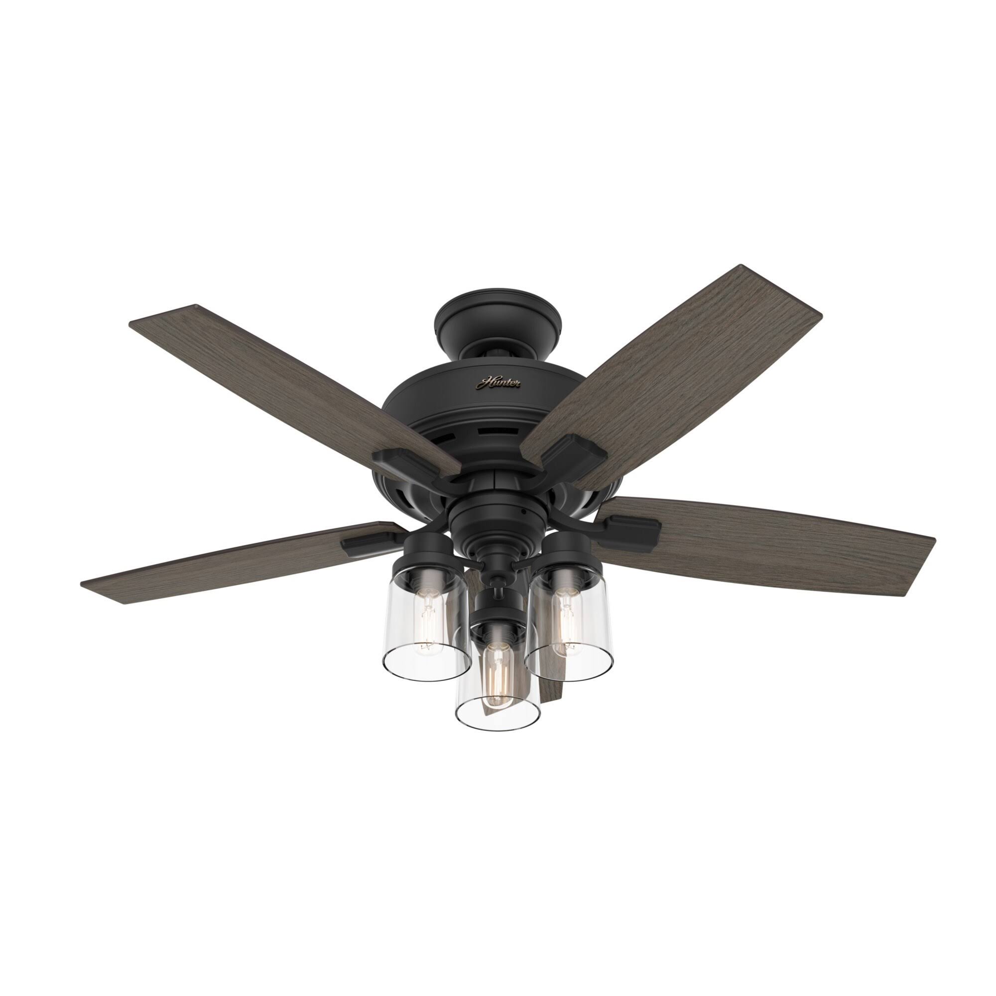 Hunter 44x22 Bennett Ceiling Fan with LED Light and Handheld Remote - Matte Black 50416