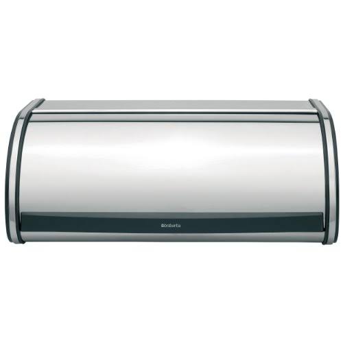 Brabantia Roll Top Bread Box - Brilliant Steel with Black Sides, 132841