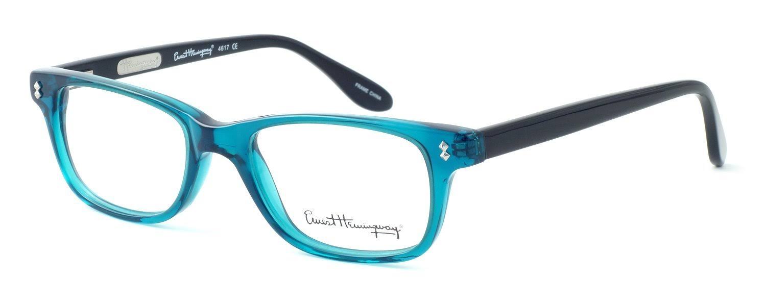 Ernest Hemingway Eyeglass Collection 4617 in Teal-Black ; Demo Lens