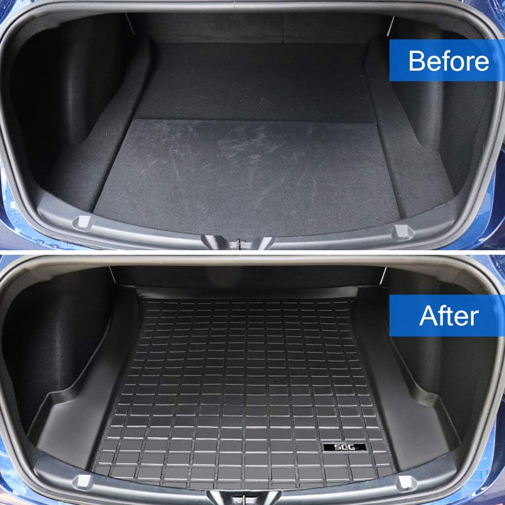 SEG Direct Trunk Mat Fits Tesla Model 3, All-Weather Heavy-Duty Sturdy Mat, Dustproof Odorless Scratch-Resistant Cargo Liner Pack of 2
