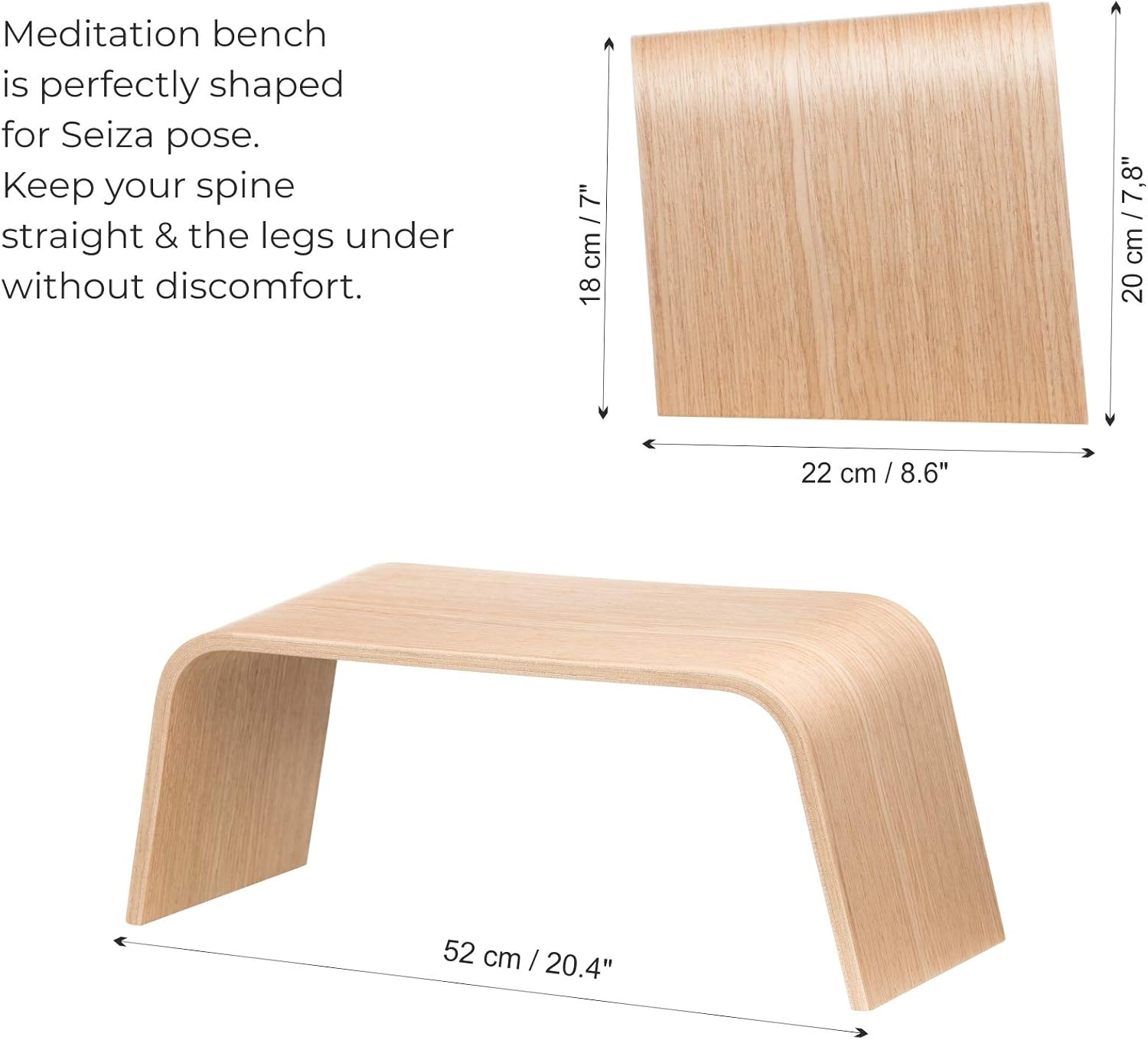 Valiai Strong Wooden Meditation Bench, Also Used for Tea Ceremony, Seiza,Yoga, Praying and Healthier Sitting Pack of 2