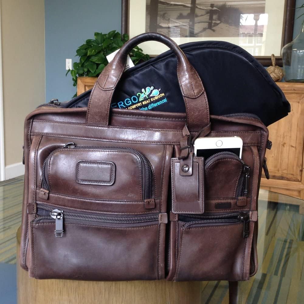 ERGO21 Travel Seat Cushion- LiquiCell Improves Blood Flow - an aid for Back Pain, Sciatica, Numbness - Planes, Trains, Conferences - Carry Handle