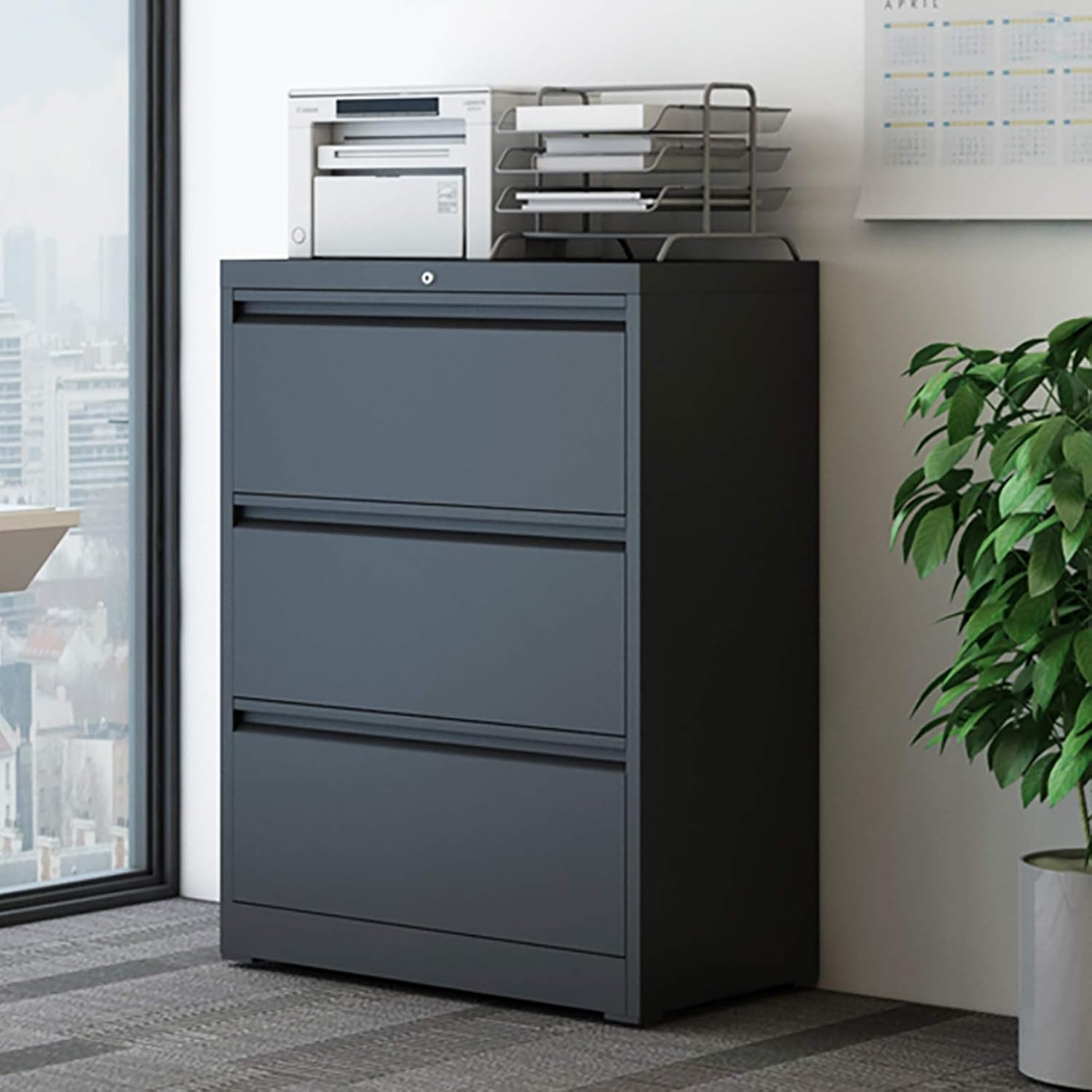 GREATMEET Lateral File Cabinet with 3 Drawer,Heavy Duty Metal Lateral File Cabinet,17.72 x 28.74 x 40.15, for Legal Letter Files,Disassemble,Black (3 Drawers)