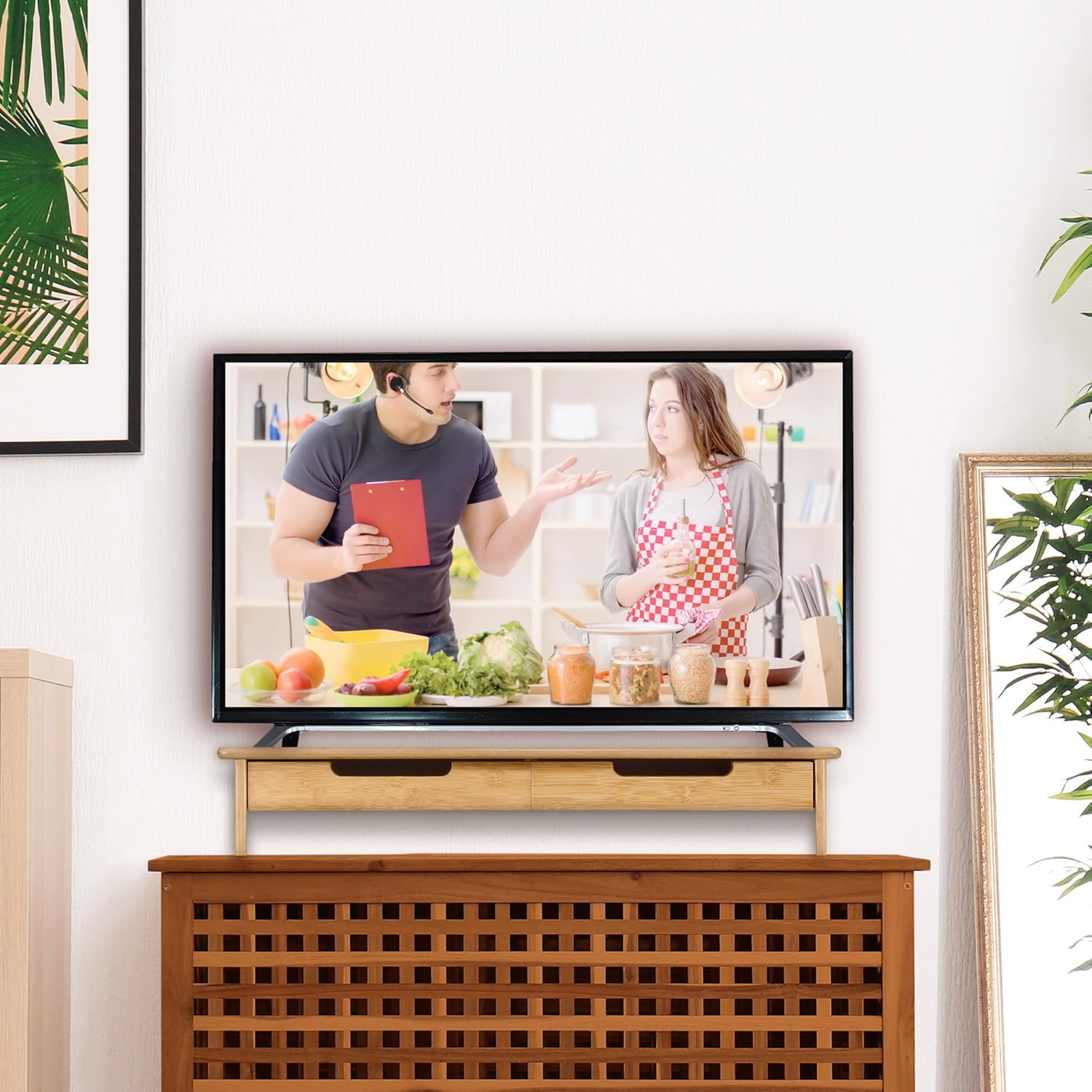 Prosumer's Choice Bamboo TV/Monitor Stand and Riser with Dual Pull-Out Drawers – Extra Long 30” Pack of 2