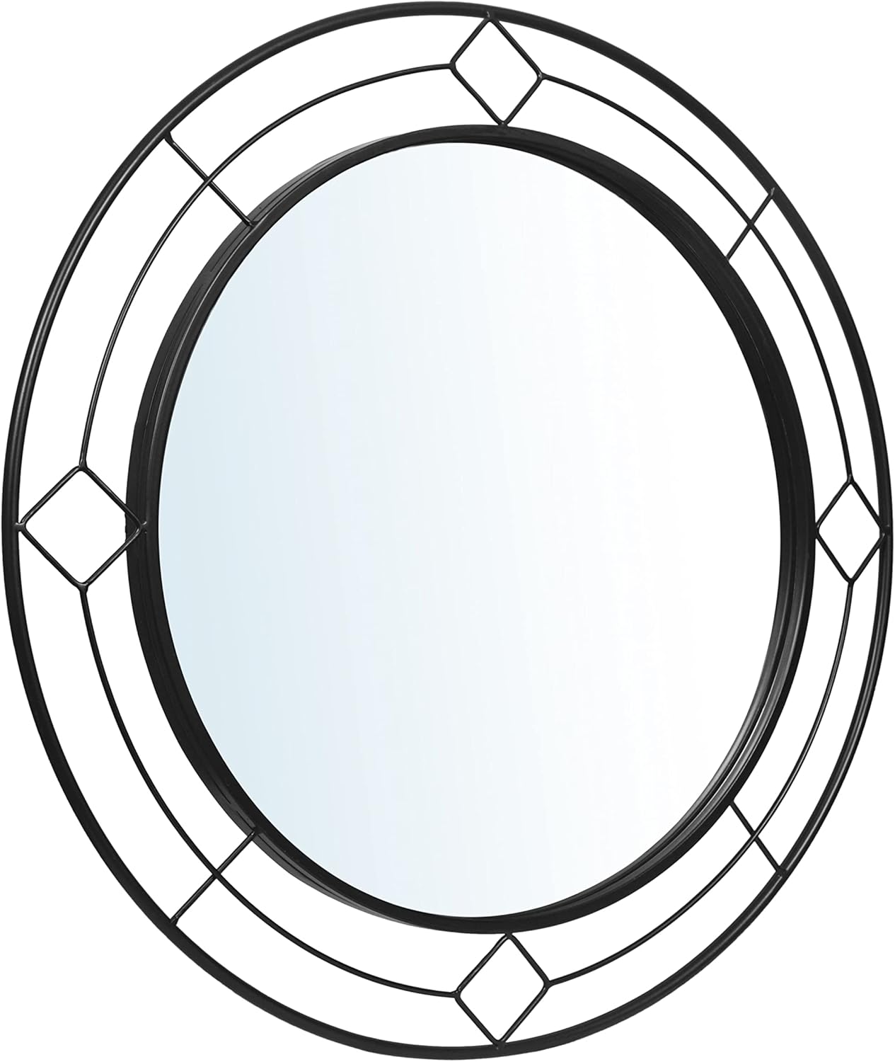 Modern Black Round Wall Mirror for Home D&eacute;cor with Circle Metal Ring Frame for Bathroom Living Room Entryway(24 inches)-by NULIPING