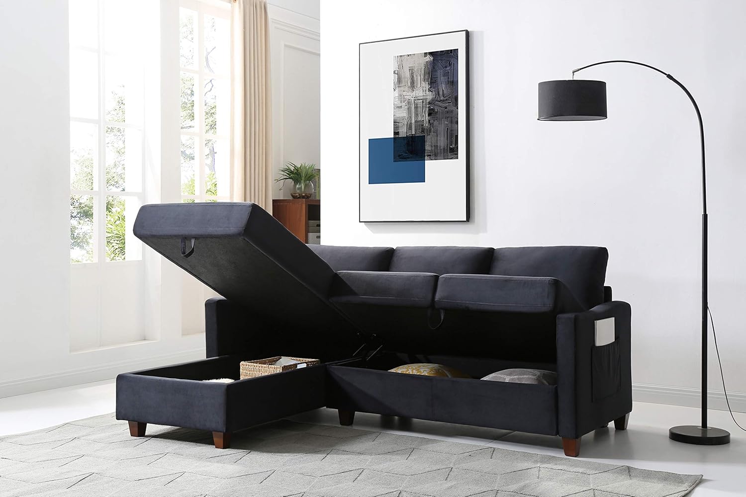 Glory Furniture Monica Sectional, Black
