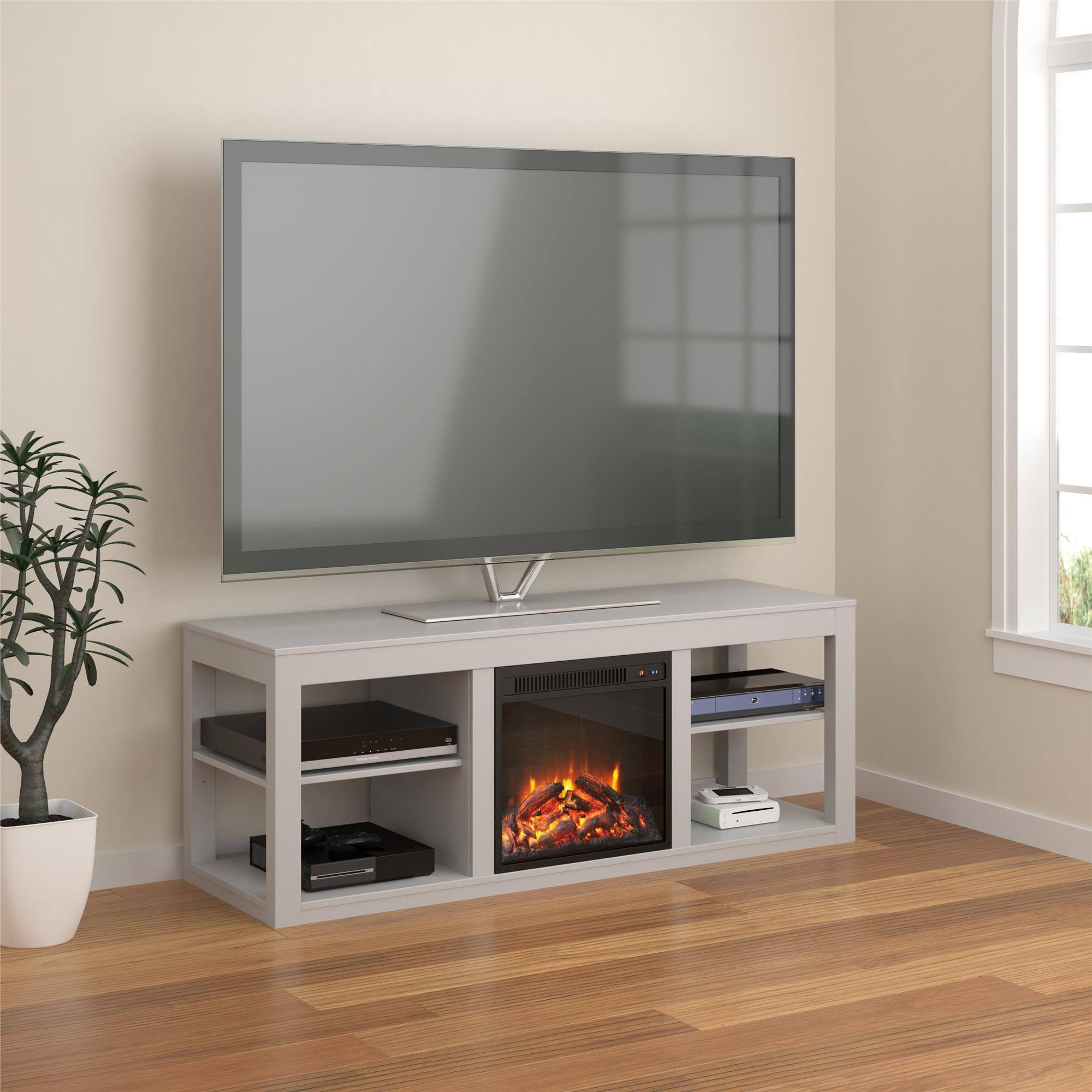Ameriwood Home Ira Electric Fireplace TV Stand in Dove Grey