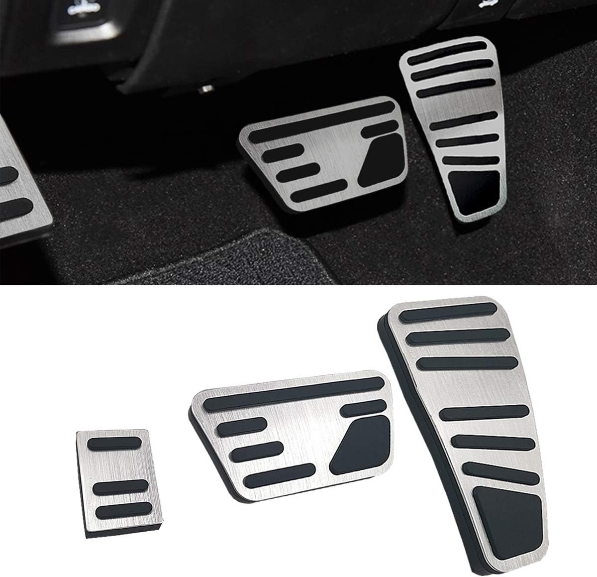 Jaronx No-Drill Pedal Covers for Dodge Ram 1500 2500 3500 2011-2018,Aluminum Alloy Anti-Slip Gas Pedal Cover Break Pedal Pad Gas Fuel Accelerator Pedal Covers(Automatic Transmission Only,3PCS)