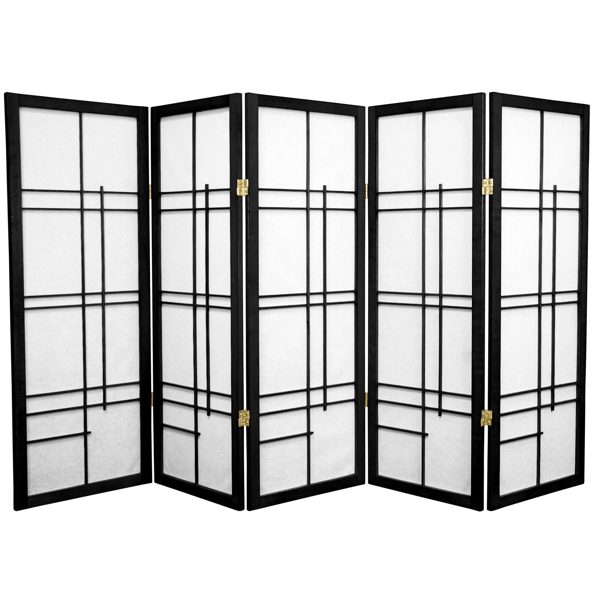 Oriental Furniture 4 ft. Tall Eudes Shoji Screen - Black - 5 Panels
