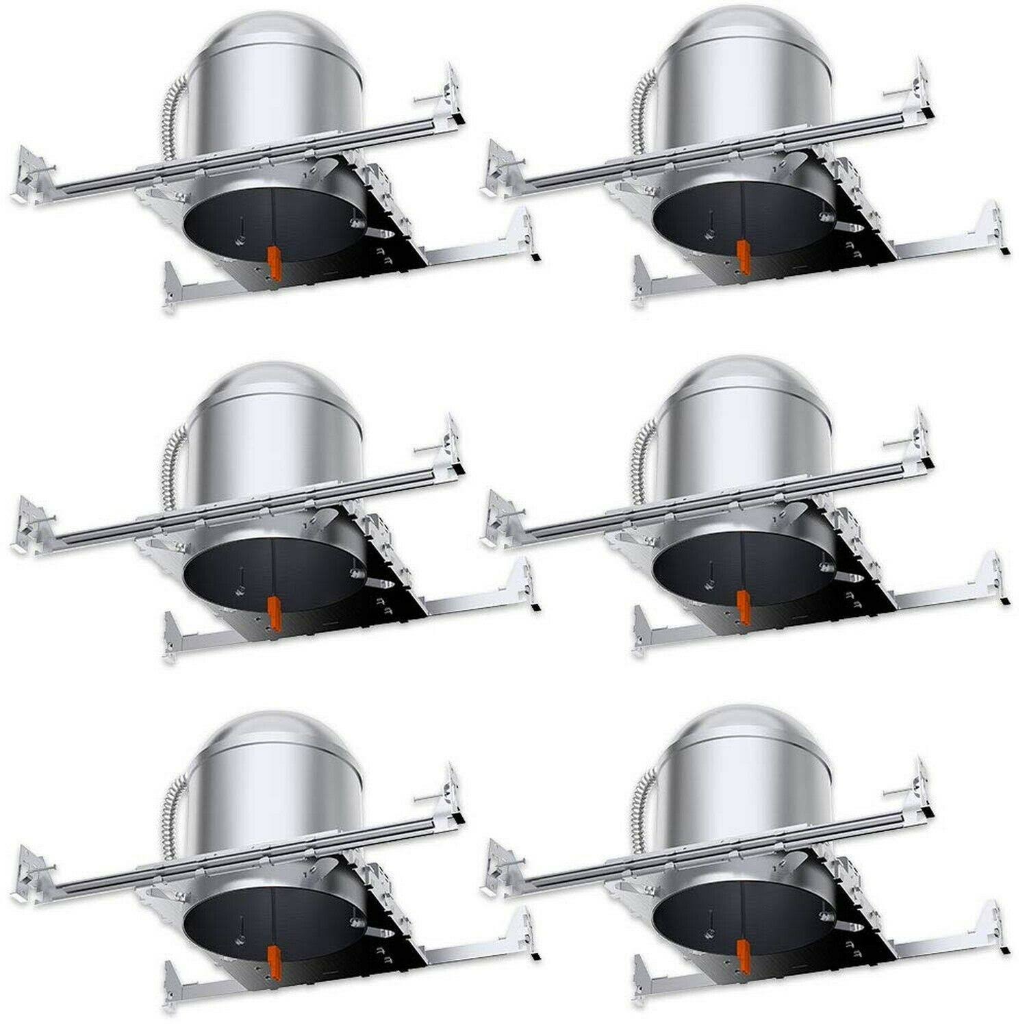 Sunco Lighting 6 Pack 6x22 New Construction LED Can Air Tight IC Housing LED Recessed Lighting