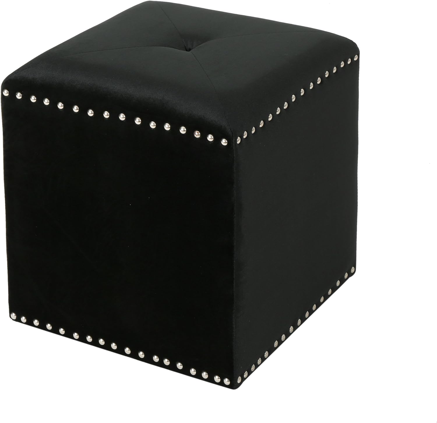 Christopher Knight Home Allen Glam Velvet Ottoman, Black Pack of 2