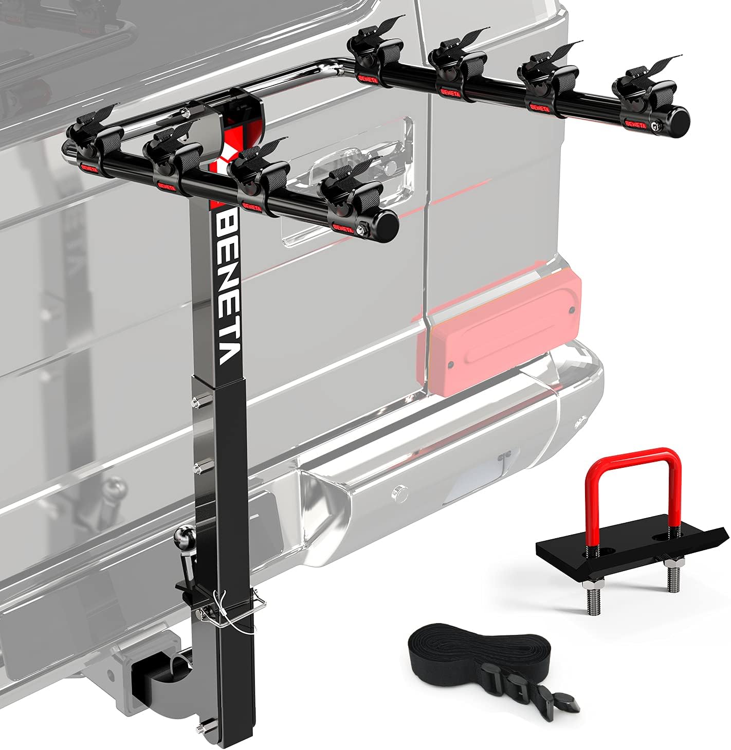 Bike Rack for Car, BENETA Bicycle Car Rack with 2'' Hitch Tightener, Heavy Duty 4 Bike Hitch Mount Rack Foldable Swing Down Bike Carrier Rack for Car, Truck, SUV and Minivan - 4 Bike