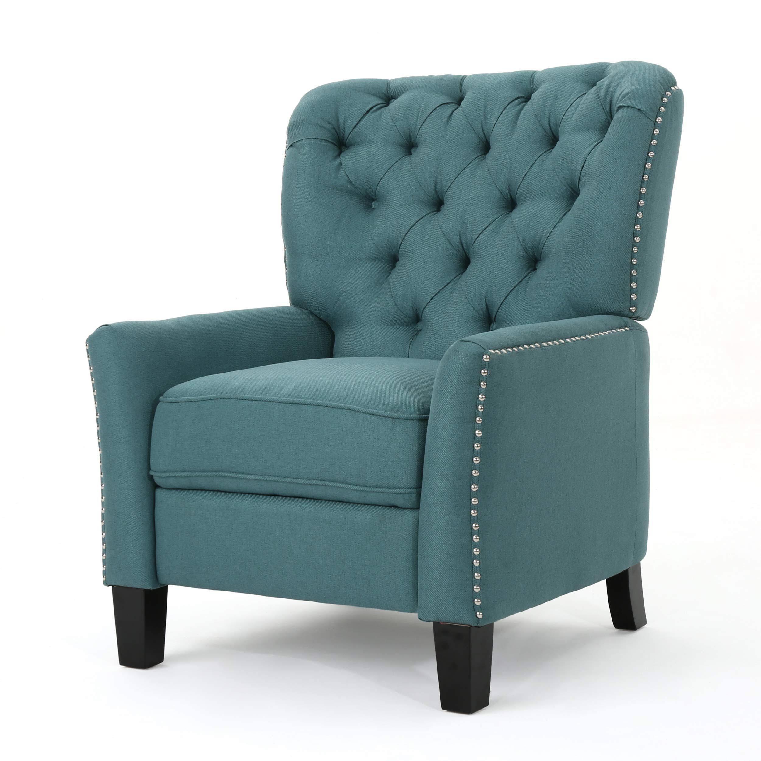 Carlyle Tufted Back Fabric Recliner Armchair - Dark Teal