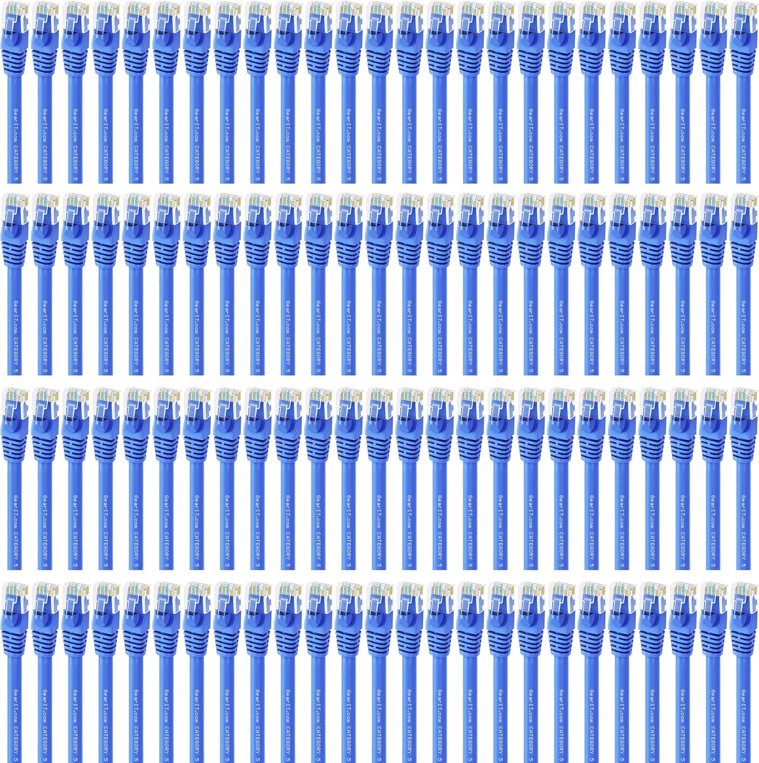 GearIT 100-Pack, Cat5e Ethernet Patch Cable 1.5 Feet - Snagless RJ45 Computer LAN Network Cord, Blue