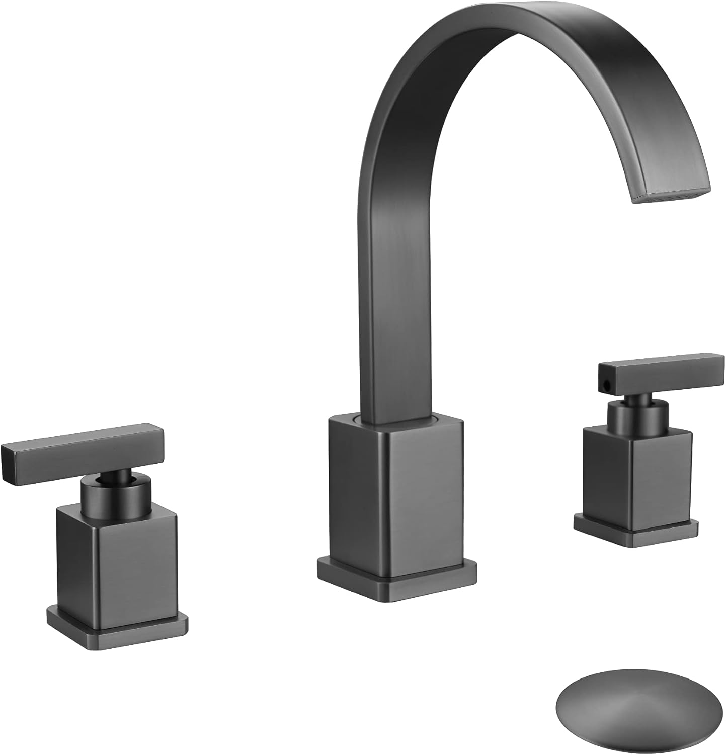 WorbWay Bathroom Faucet Matte Black,2 Lever Handle 8 inch Widespread Bathroom Sink Faucet with Pop-Up Drain (Matte Black)