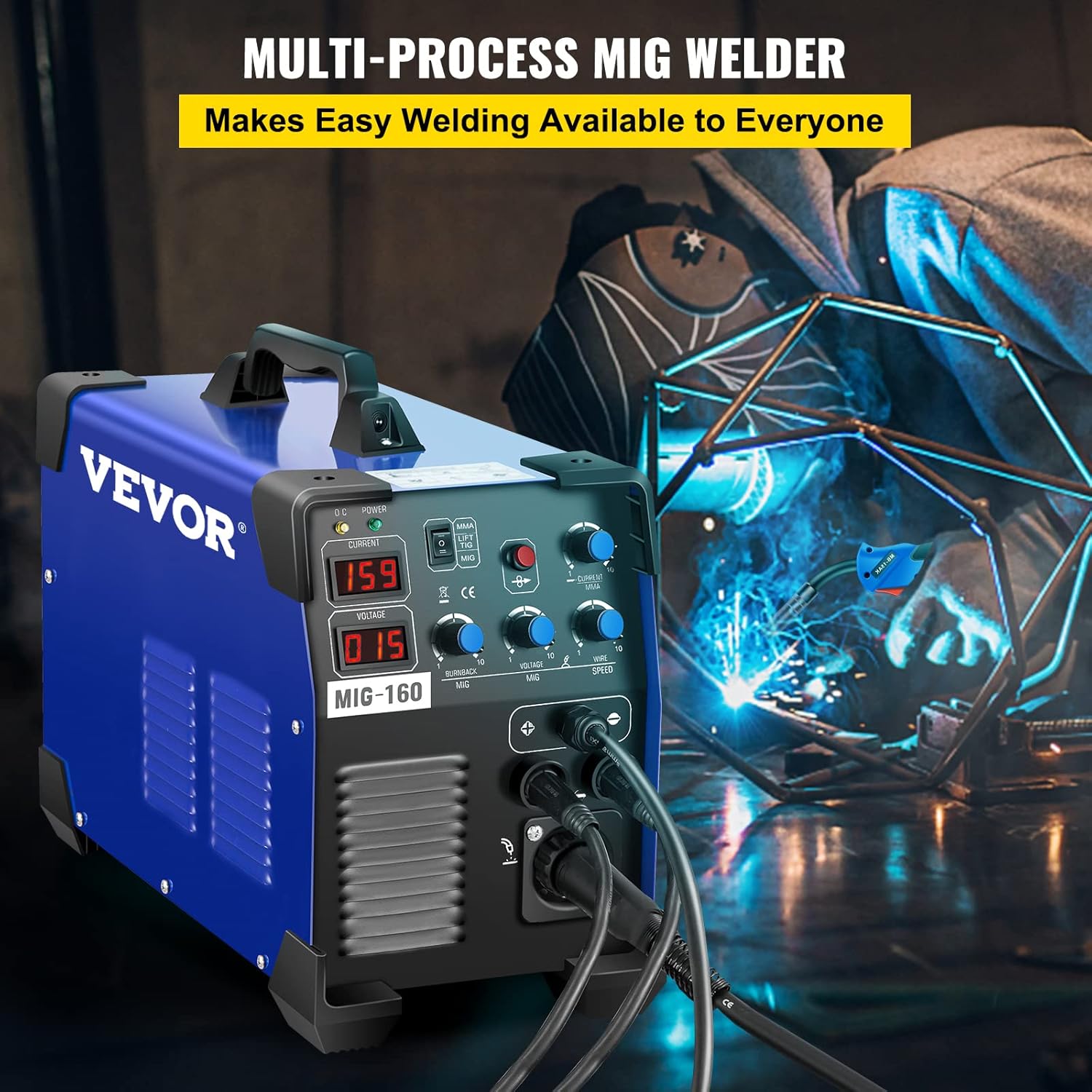 Mophorn MIG Welder 160 Amp MIG TIG Arc Welder 3 in 1 Welder Welding Machine 110V 220V TIG Welder Lift ARC Welder MMA Stick IGBT DC Inverter Welder Digital Display Combo Welding Machine