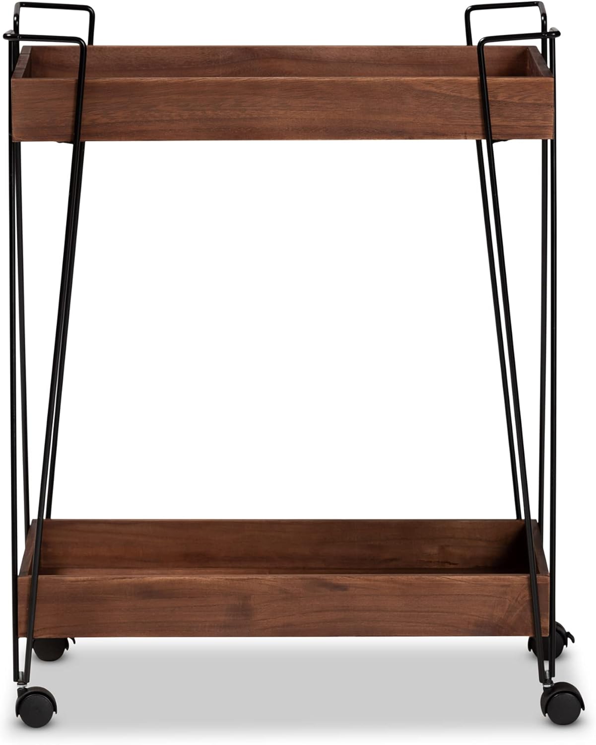 Baxton Studio Reynard Wine Carts, Black/Walnut Brown Pack of 2