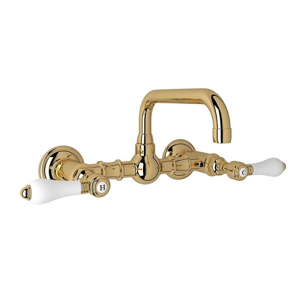 Rohl A1423LPIB-2 Acqui Wall Mount Bridge Lavatory Faucet in Italian Brass