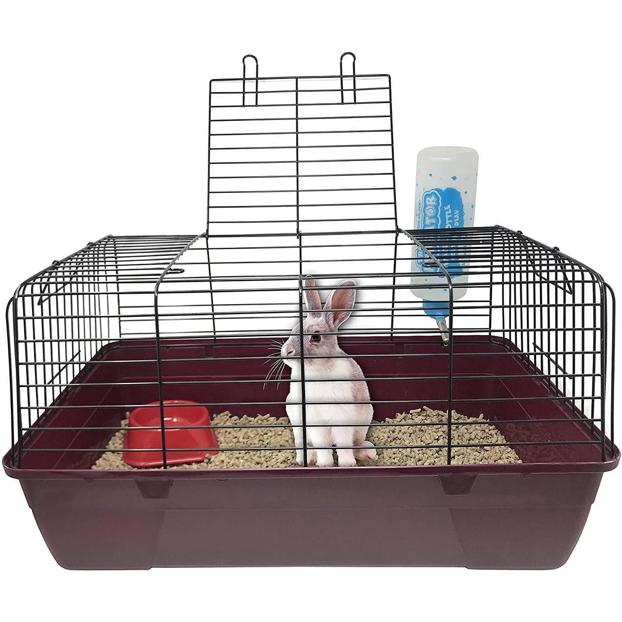 Penn Plax SAM530A Small Rabbit Cage - Burgundy Base with Black Wire