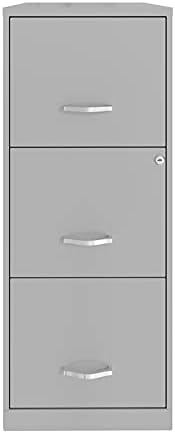 Space Solutions 3 Drawer Vertical Metal File Cabinet with Lock Pearl White
