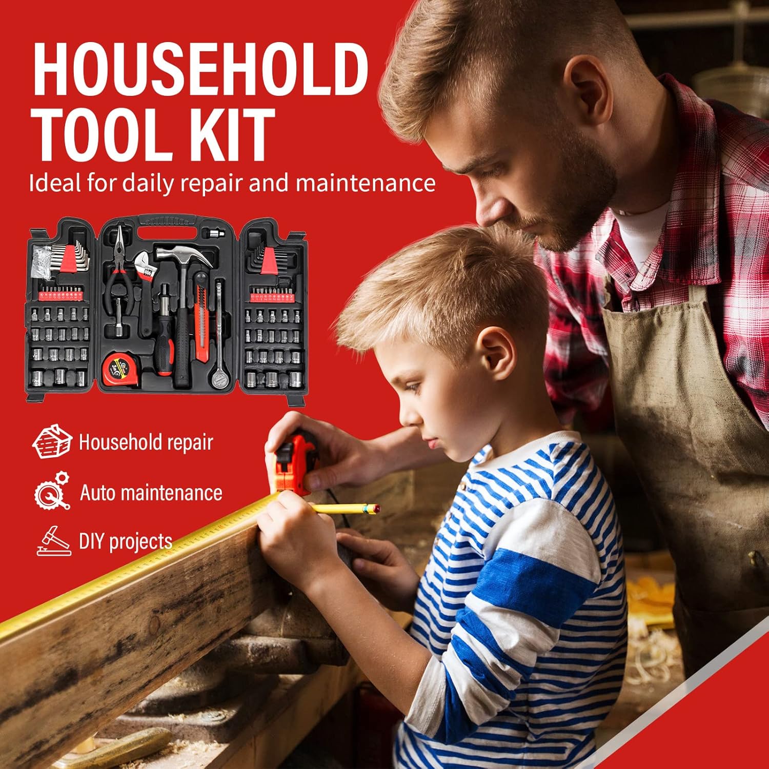 186pcs Tool Set Protable Tool Kit Toolbox with Storage Case Pack of 2