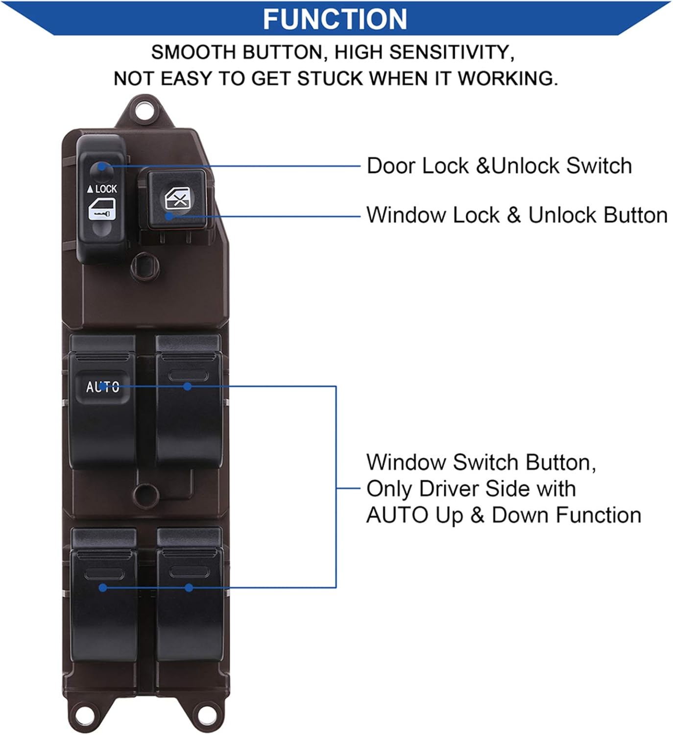 84820AA070 Driver Side Power Window Switch, Compatible with 2002-2006 Toyota Camry, 2003-2008 Corolla/Matrix, 2004-2009 Sienna, 2005-2007 Tacoma, 2004-2006 Scion xA/xB, Replace 84820AA050,8482001021