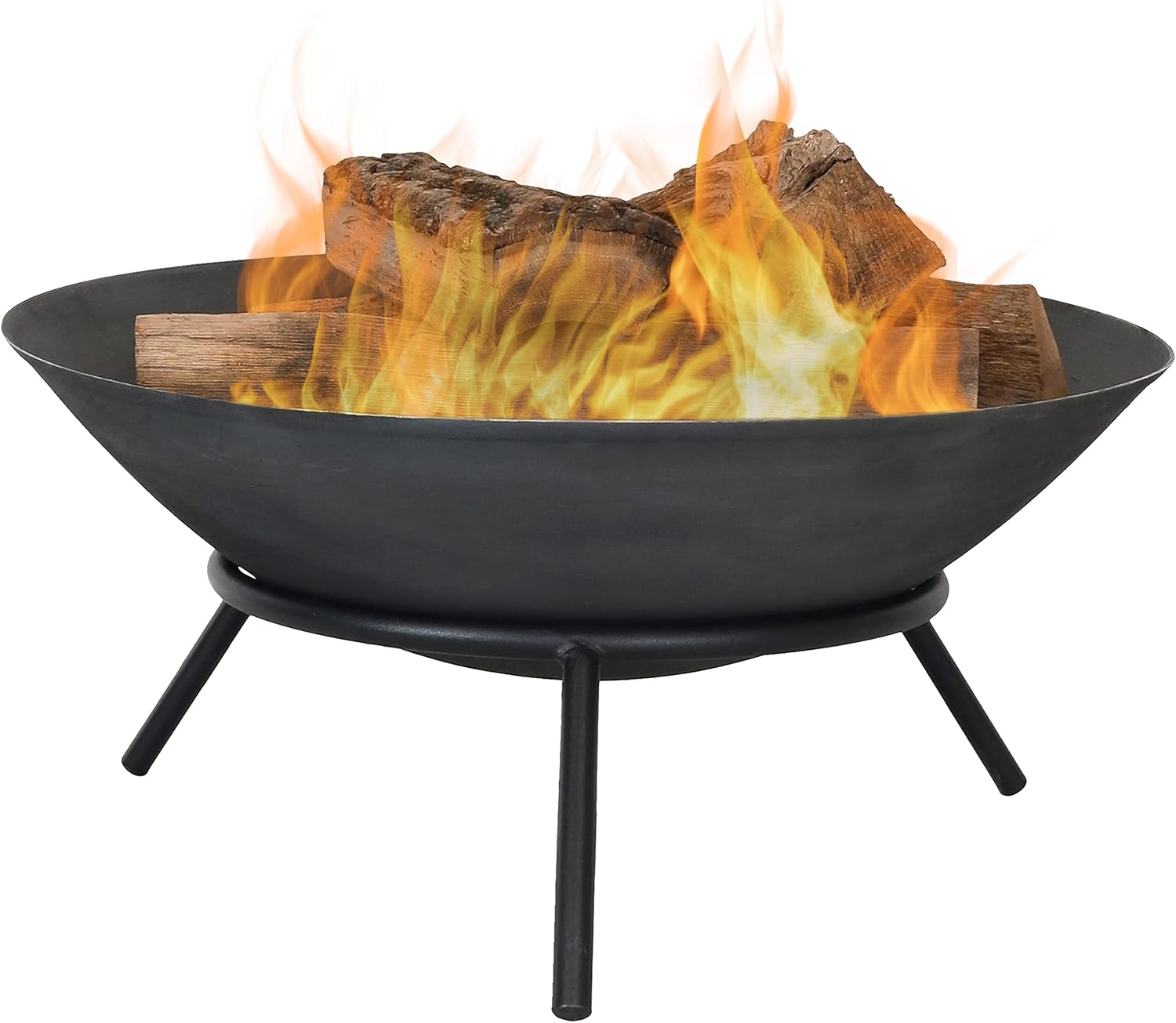 Sunnydaze Cast Iron Fire Pit Bowl - Outdoor 22 Inch Fireplace - Wood Burning Patio & Backyard Firepit - Small Round Portable Sturdy Stand