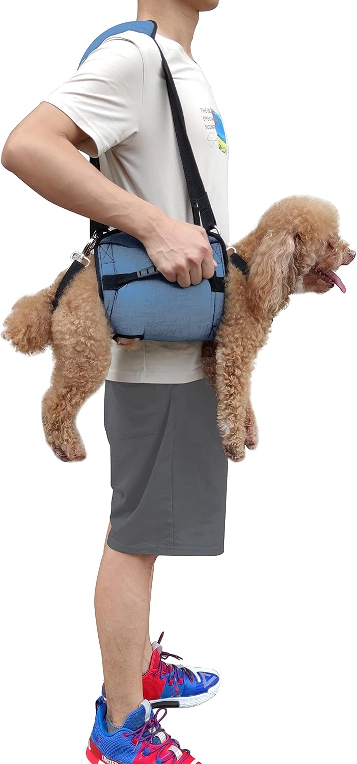 Dog Carry Sling, Emergency Backpack Pet Legs Support & Rehabilitation Dog Lift Harness for Nail Trimming, Dog Carrier for Senior Dogs Joint Injuries, Arthritis, Up and Down Stairs (Medium)
