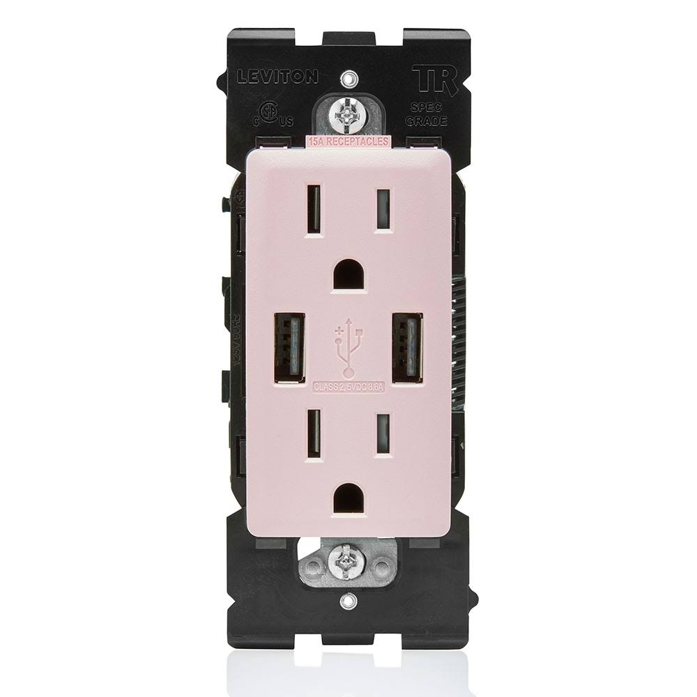 Leviton RUAA1-FP Renu 15A Receptacle USB Chr