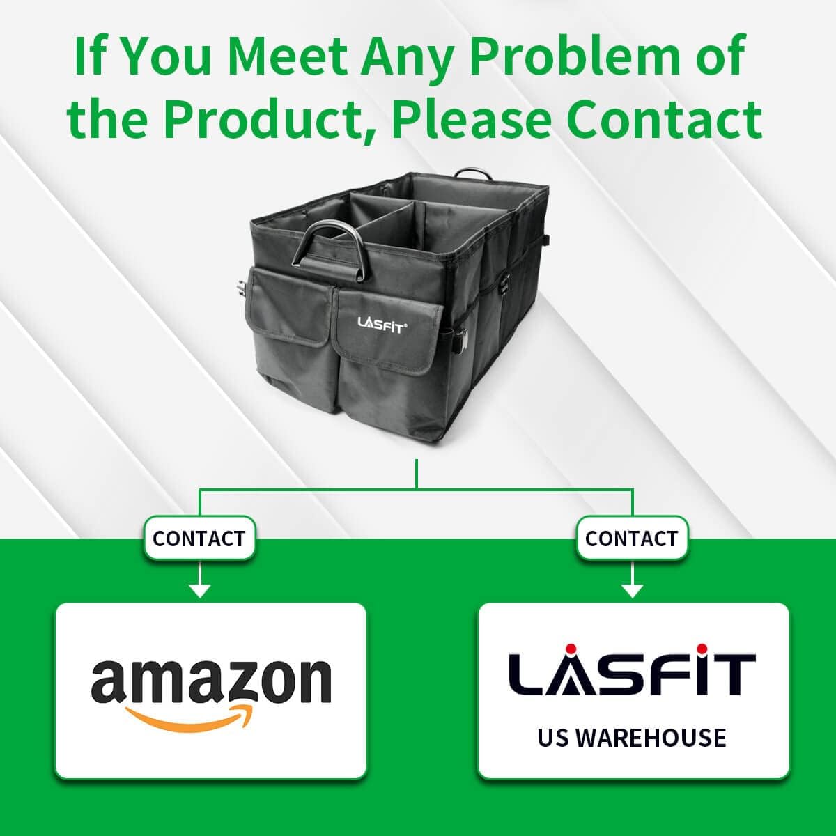 LASFIT Trunk Organizers and Storage - Collapsible Multi-Compartment Car Organizer w/ Adjustable Straps,SUV Car Organizers Waterproof and Non-Slip Bottom Pack of 2