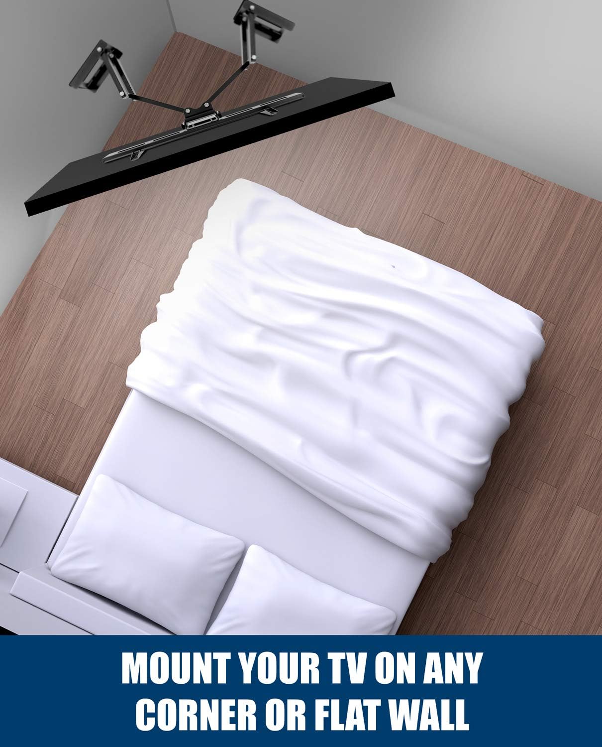 Mount-It! Corner TV Mount | Premium Swivel Full Motion Caddy Corner Wall Bracket for 37-63 inch Flat Panel Screens VESA up to 800x400, 132 lb Capacity, Black Pack of 2