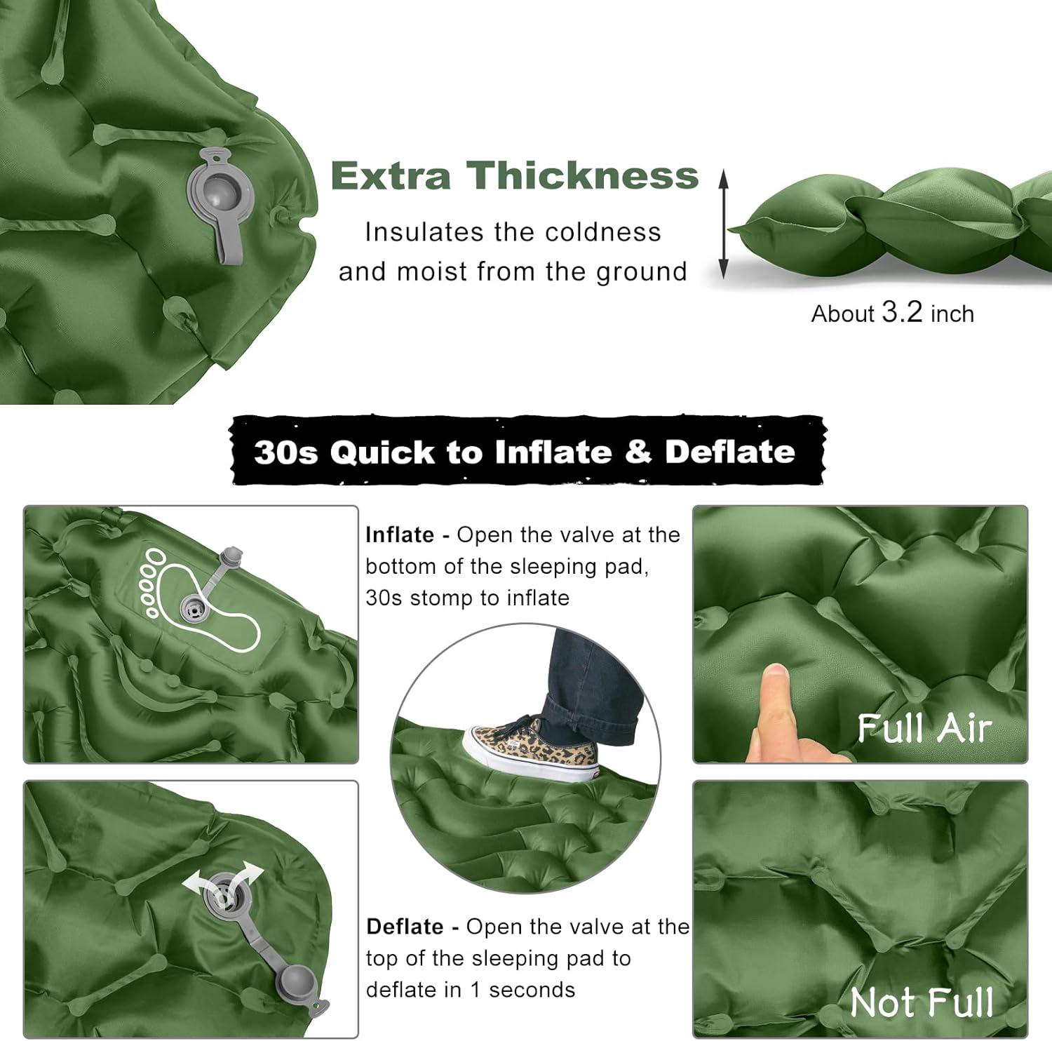 Sleeping Pad, MEETPEAK Ultralight Sleeping Mat for Camping, Inflatable Camping Pad Built-in Foot Press Pump, Durable Portable Compact Camping Air Mattress for Backpacking, Traveling, Hiking