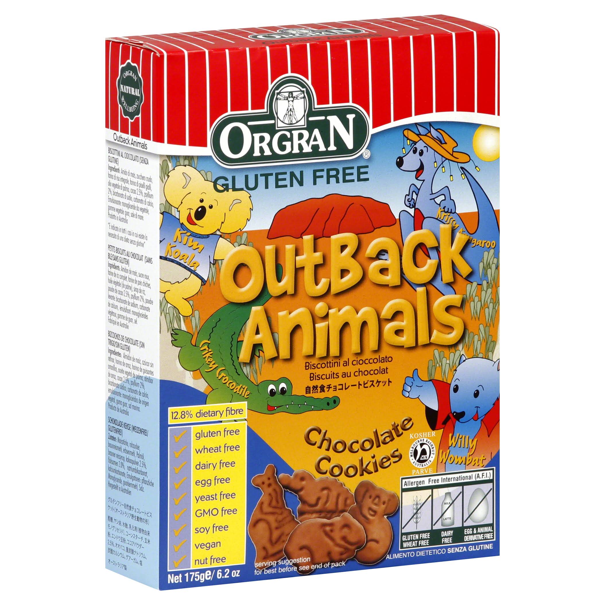 Orgran Outback Animals Cookies, Chocolate - 6.2 oz box